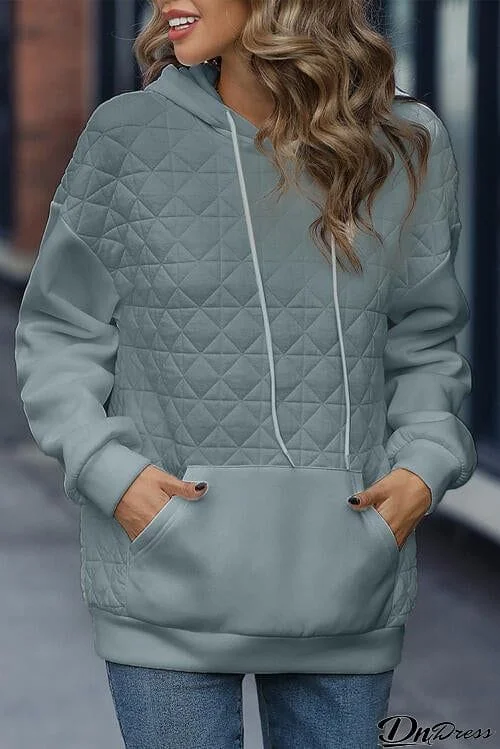 Drawstring Long Sleeve Hoodie with Pocket