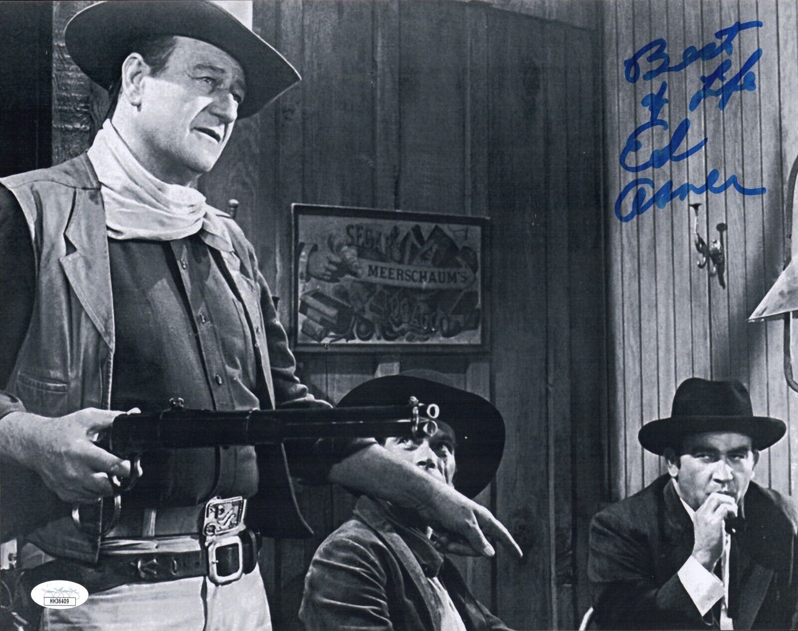 ED ASNER Signed 11x14 Photo Poster painting EL DORADO John Wayne IN PERSON Autograph JSA COA