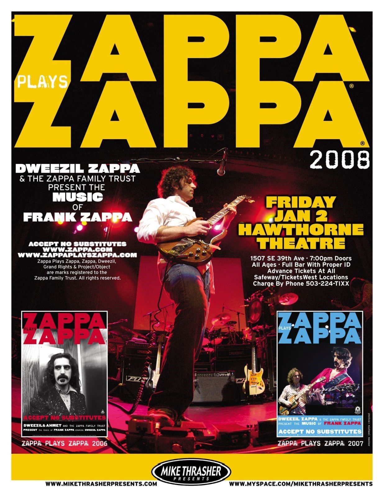 DWEEZIL ZAPPA Plays FRANK 2009 Gig POSTER Portland Oregon Concert