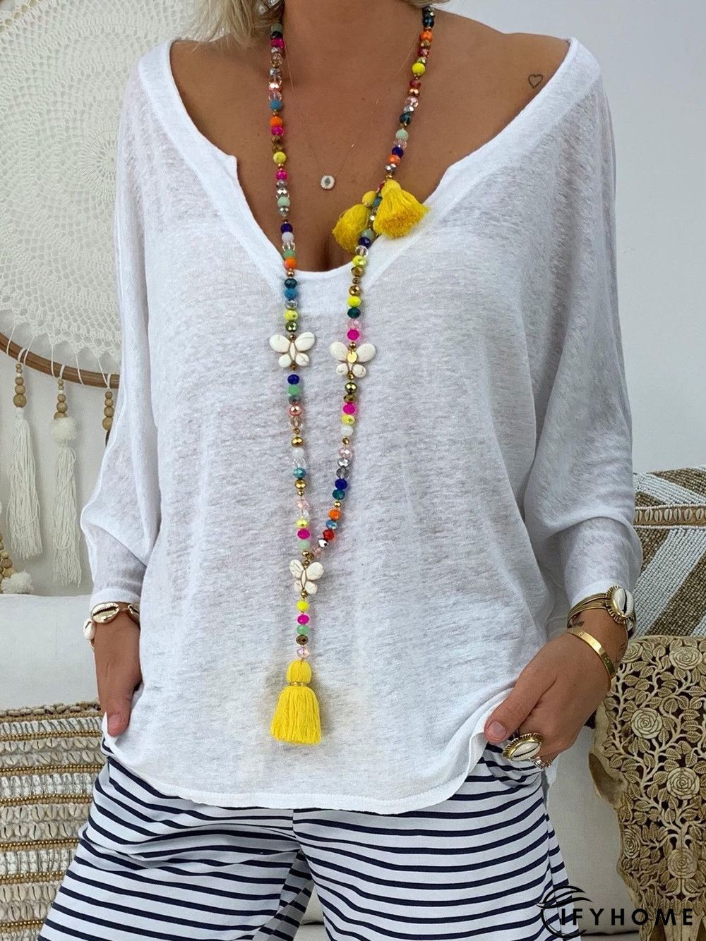 zolucky Casual V NeckSolid Cotton T-shirt | IFYHOME