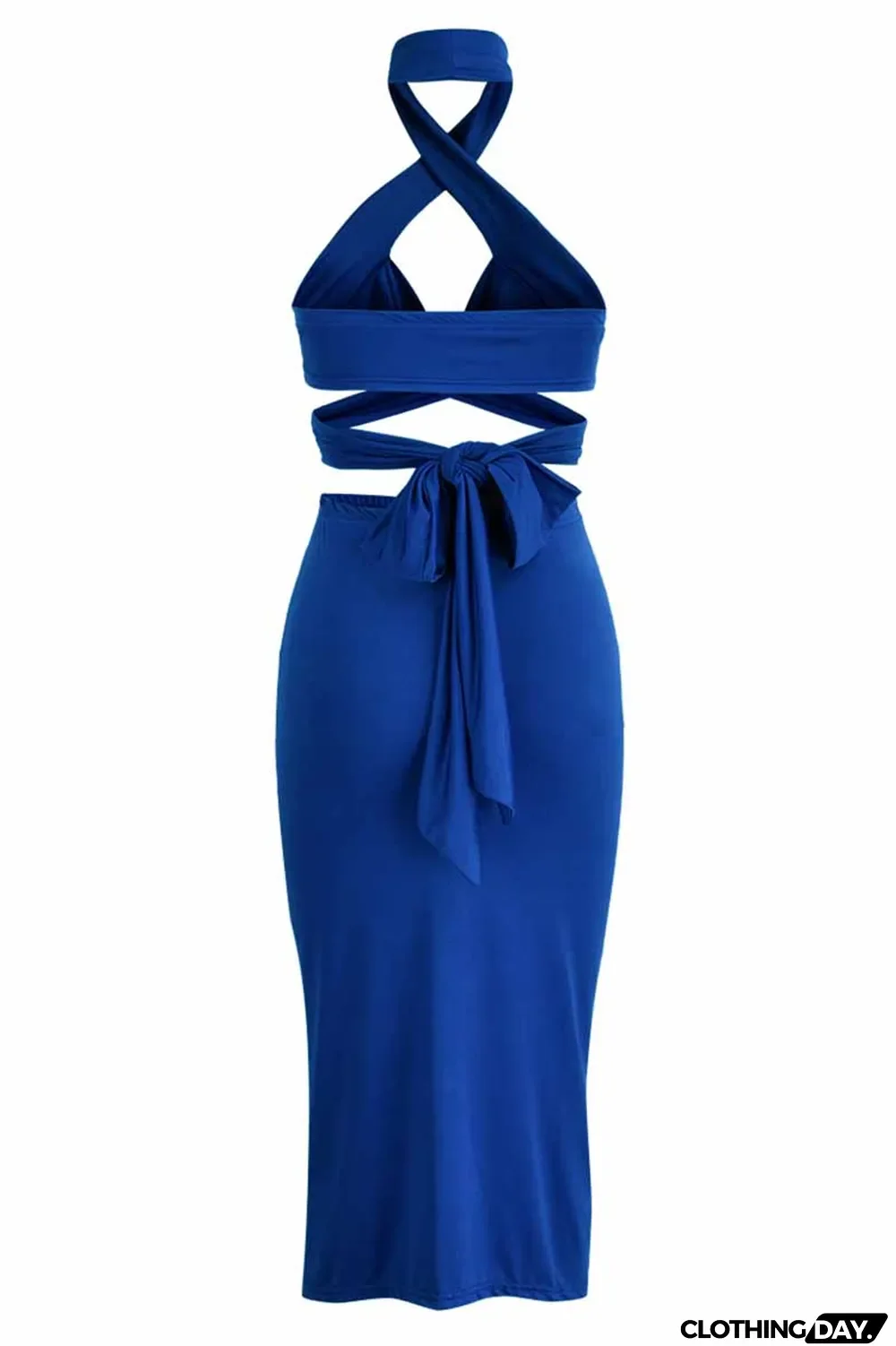 Green Fashion Street Print Patchwork Halter Sleeveless Two Pieces