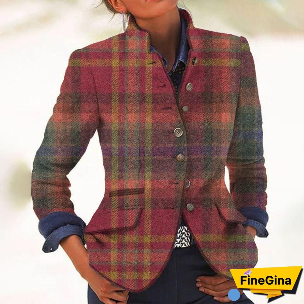 Red Long Sleeve Print Outerwear