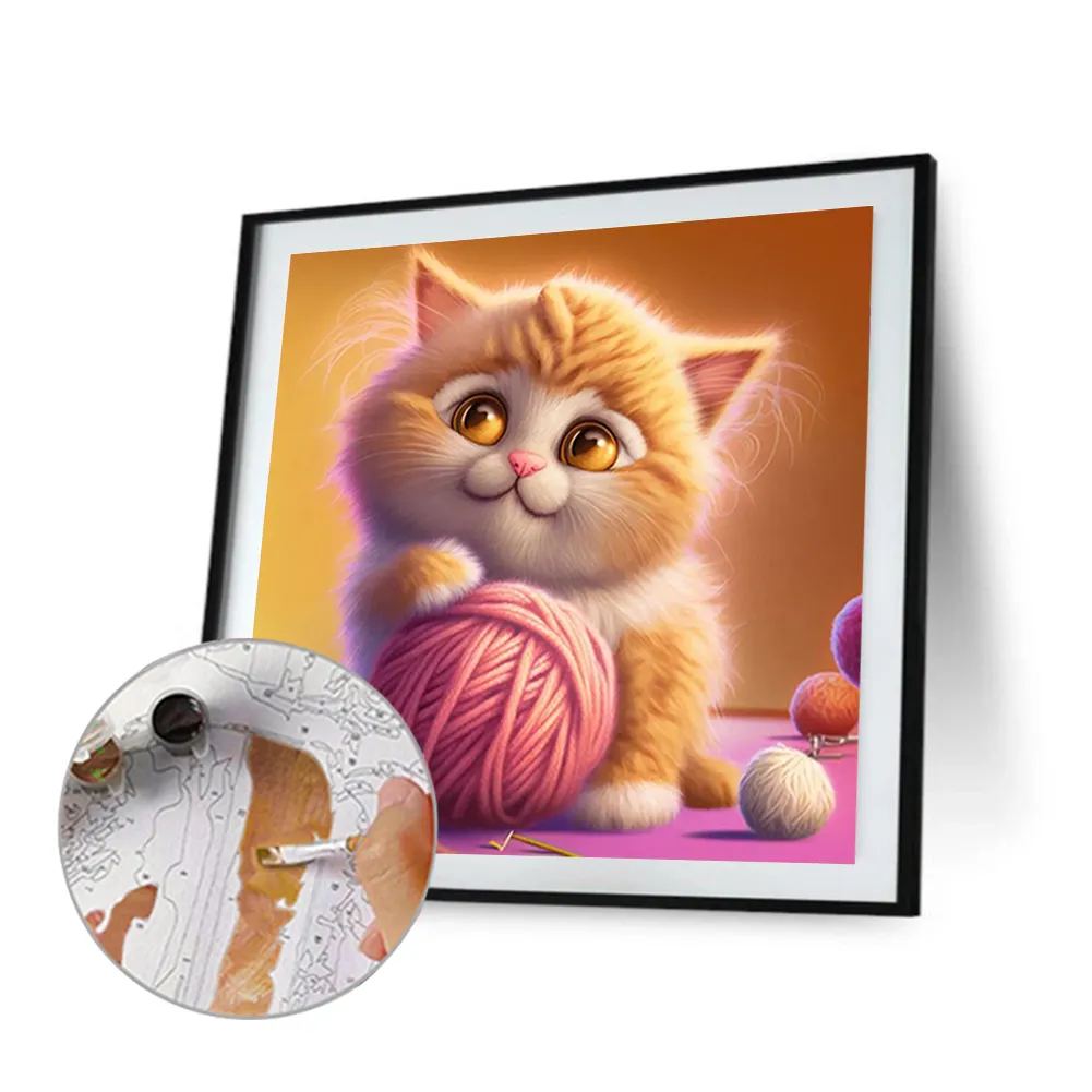 DIY Paint By Number 40*40cm - Cat Playing With Yarn