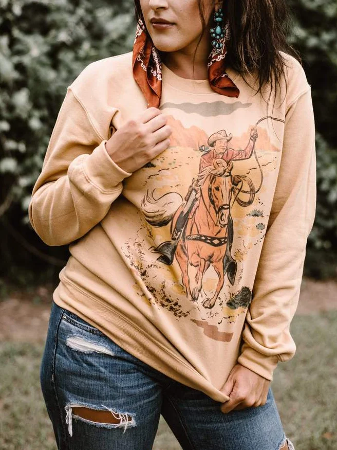 Cowboy Sweatshirt Long Sleeve Tops