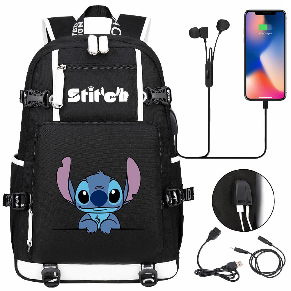 Mayoulove Lilo & Stitch Stitch #8 USB Charging Backpack School NoteBook Laptop Travel Bags-Mayoulove