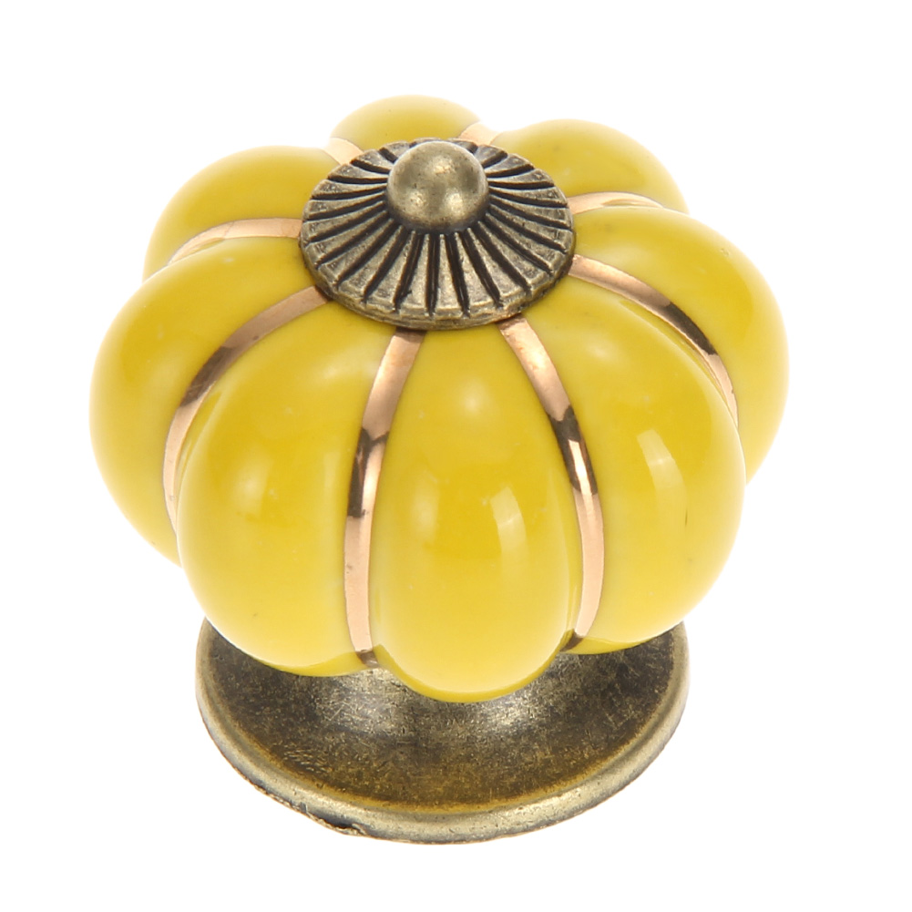 

Vintage Pumpkin Ceramic Door Knobs Cabinet Drawer Cupboard Kitchen Pull, Yellow, 501 Original