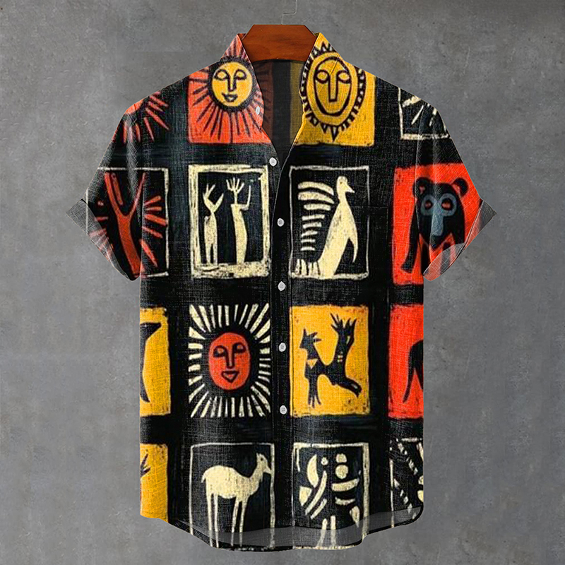 Mens Tribal Geometric Black Pride Juneteenth Art Print Shirt