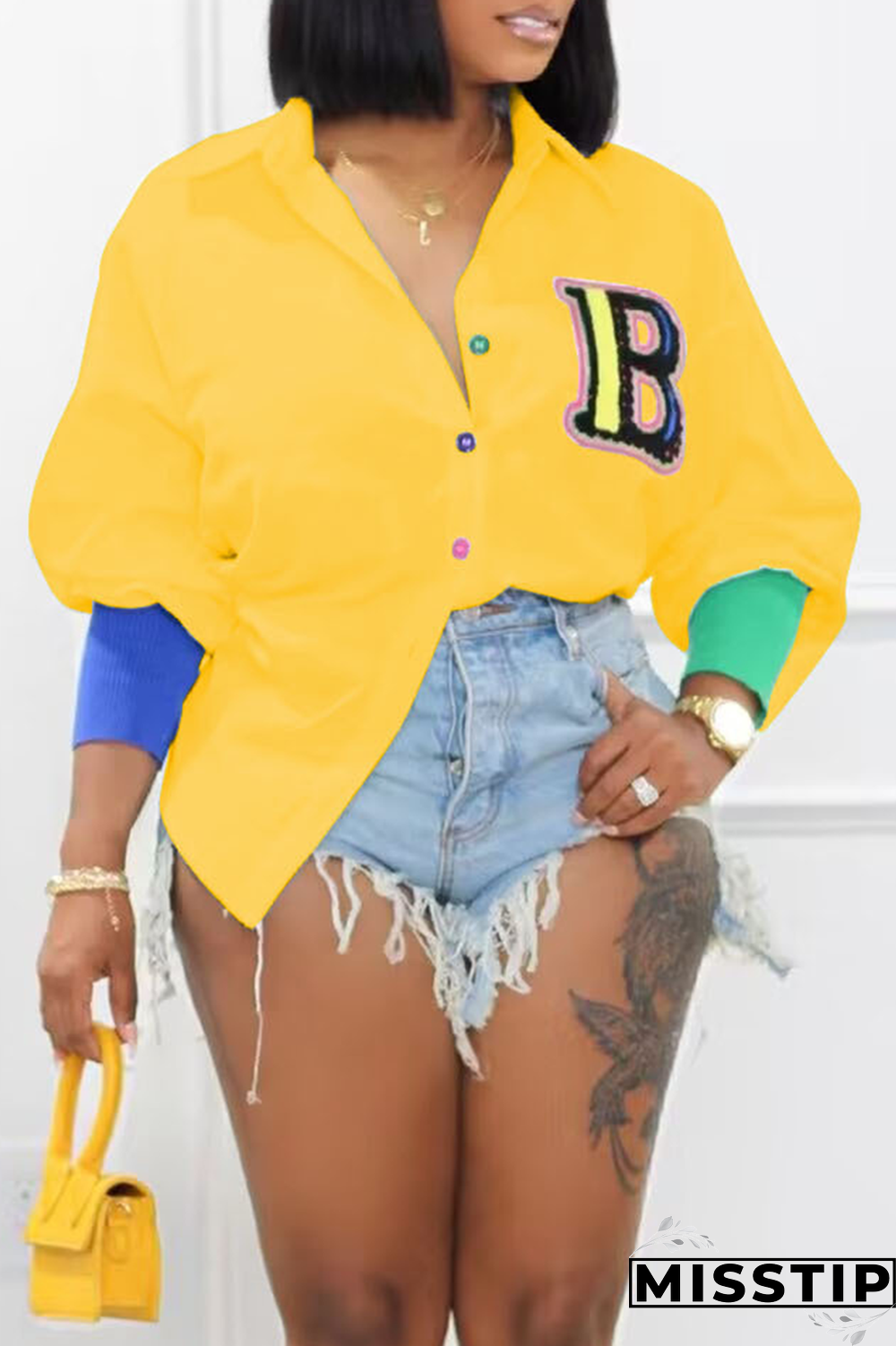 Black Casual Print Patchwork Turndown Collar Shirt Dress Dresses