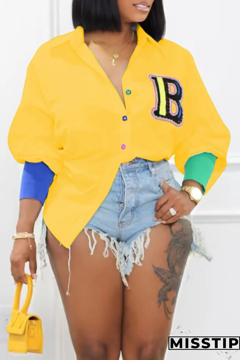 Black Casual Print Patchwork Turndown Collar Shirt Dress Dresses