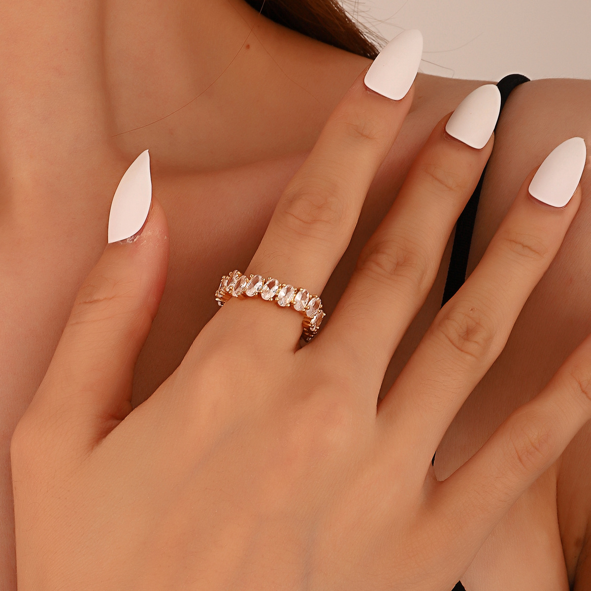 Oval Zirconia Gold-Plated Ring