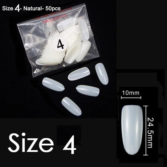 50pcs/bag Sold by separate size 10 sizes available size 0 1 2 3 4 5 6 7 8 9 false oval fake nail tips YW30-YW39-Nail Inspo