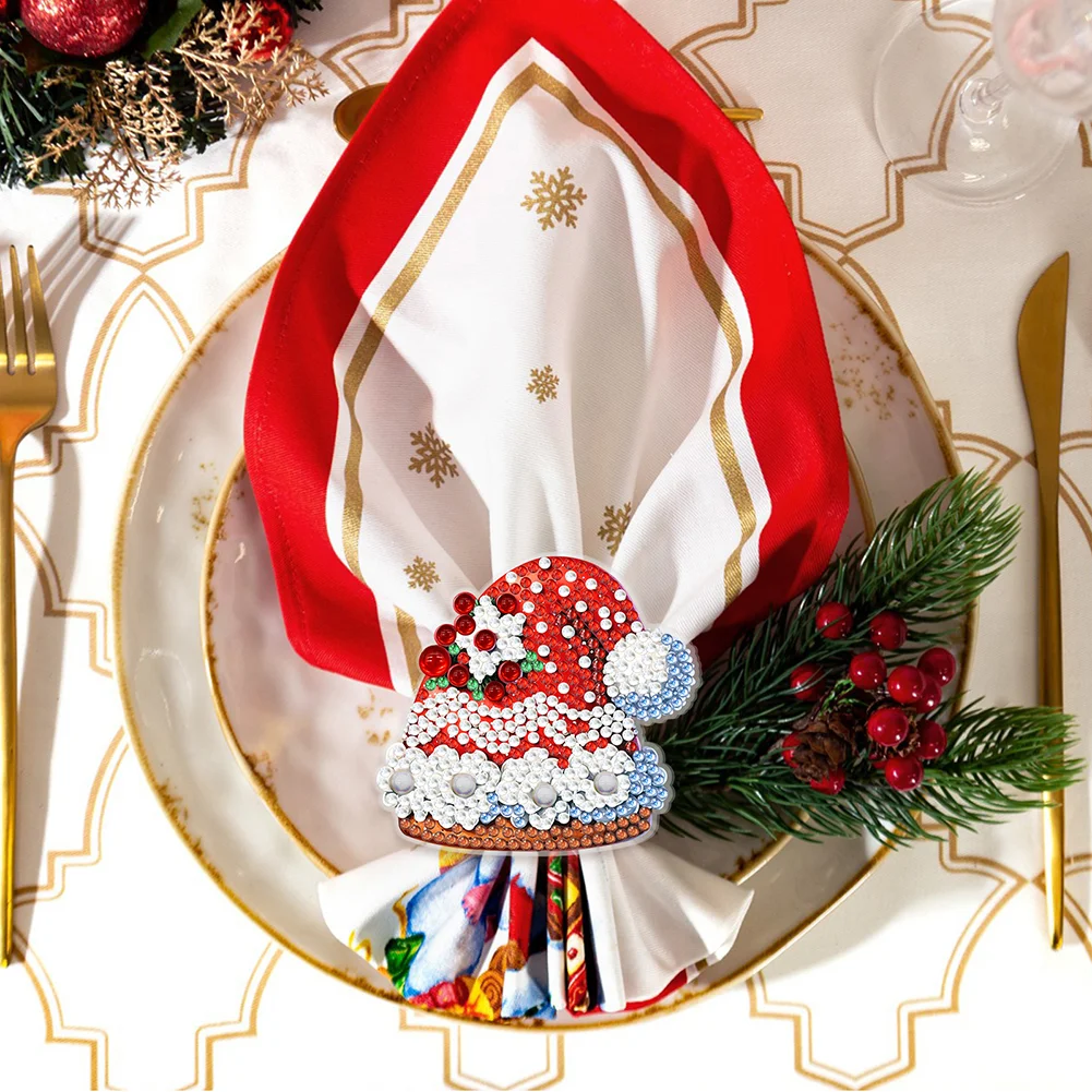 2Pcs Butterfly Diamond Painting Napkin Ring Diamond Napkin Holder for Table