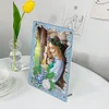 Floral Special Shape Diamond Painting Photo Frame Home Decor (Christmas Blue)