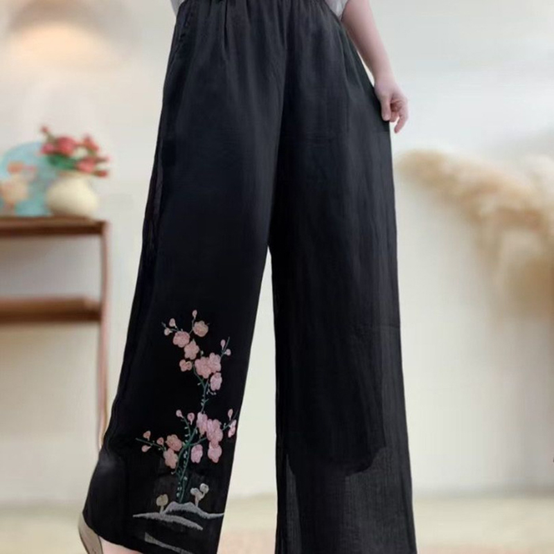 Retro Embroidered Ethnic Style Embroidered Casual Pants elevenforest