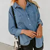 Chemise en jean &agrave; manches longues pour femme