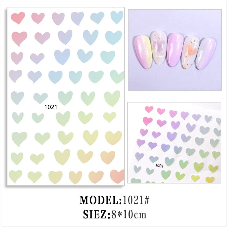 1pcs 3D Nail Sticker Black Heart Love Self-Adhesive Slider Letters Nail Art Decorations Stars Decals Manicure Accessories-Nail Inspo