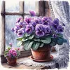 Violets By Window-11CT Stamped Cross Stitch 40*40cm/15.75*15.75in tapestrymarket