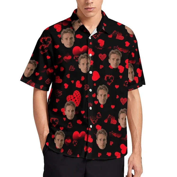 Custom face love backgro Men's A Short Sleeved Shirt