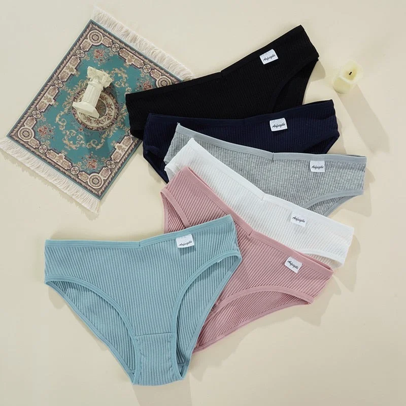V Waist Cotton Panties Women Underpants Female Underwear Low-Rise 3PCS/Set 6 Solid Color Girl Briefs Ladies Lingerie Panties