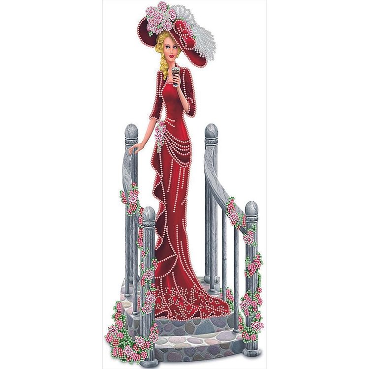 Elegant Dress Lady - Partial Special Shaped Drill Diamond Painting - 30x60cm(Canvas)