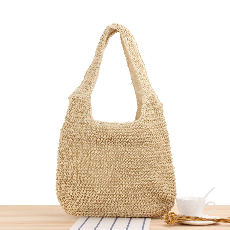 Mature Women Leisure One Shoulder Straw Woven Bag