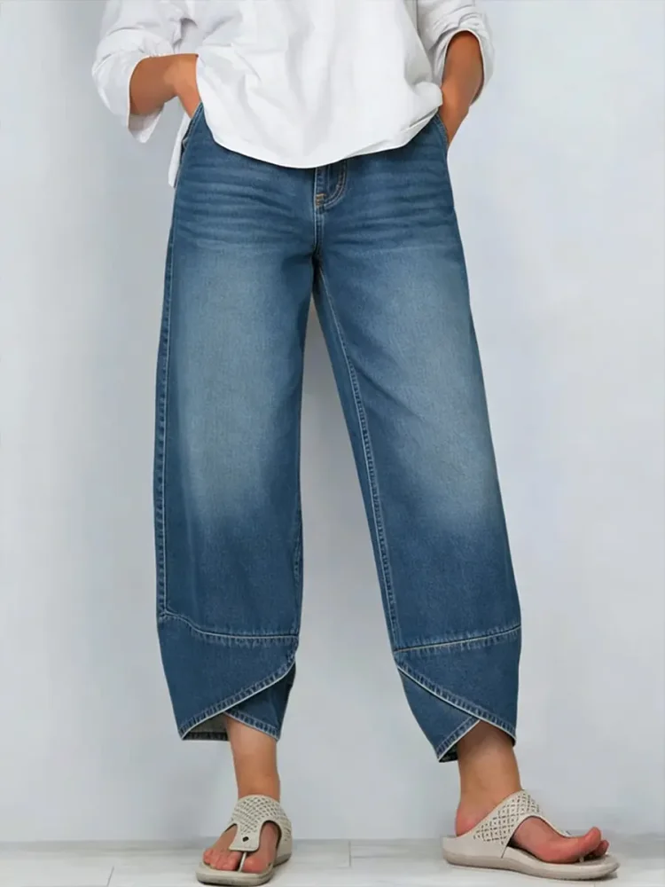 Women's Casual Cross-design Cotton Denim Jeans socialshop