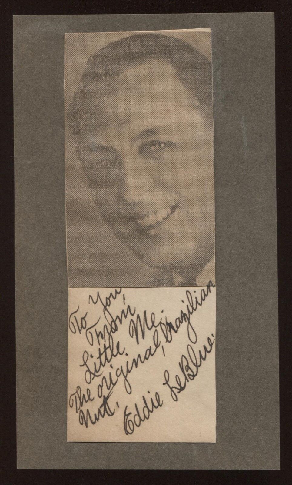 Eddie LeBlue Signed Cut Autographed Album Page w/ Magazine Photo Poster painting 1932 AUTO