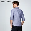 SELECTED Brand New casual 100%cotton stripes slim fit three quarter sleeves shirts men |418231517