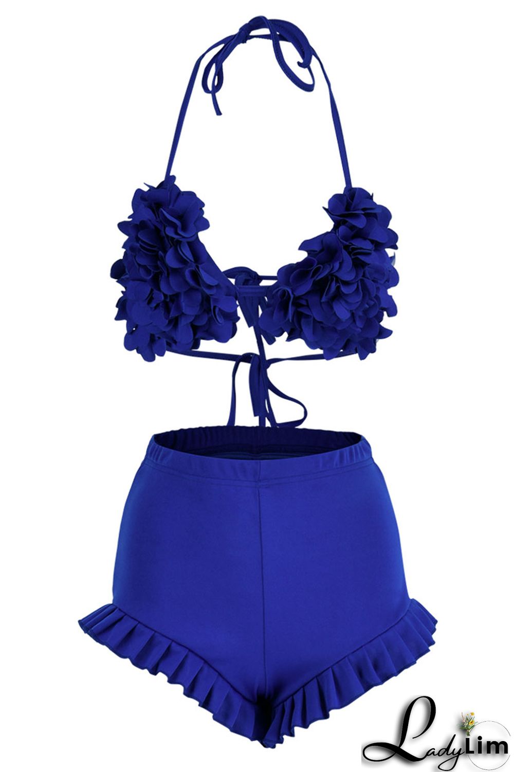 Pink Sexy Solid Split Joint Halter Sleeveless Two Pieces