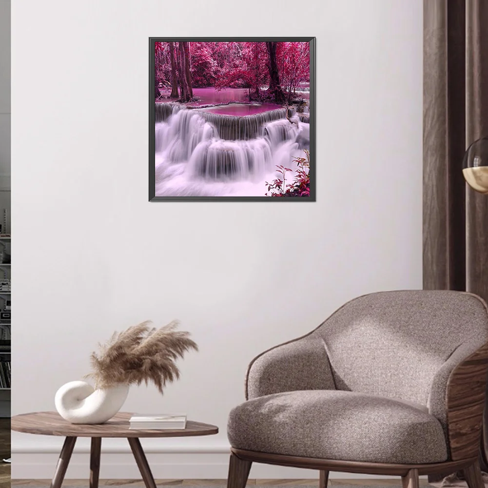 Full Round Diamond Painting 40*40cm - Forest Waterfall
