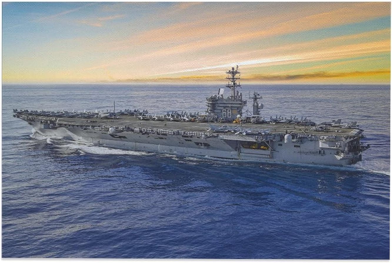 USS Nimitz CVN-68 Aircraft Carrier Military Canvas Poster Bedroom Decor Sports Landscape Office Room Decor Gift,Canvas Poster Wall Art Decor Print Picture Paintings for Living Room Bedroom Decoration 24x36inch(60x90cm)