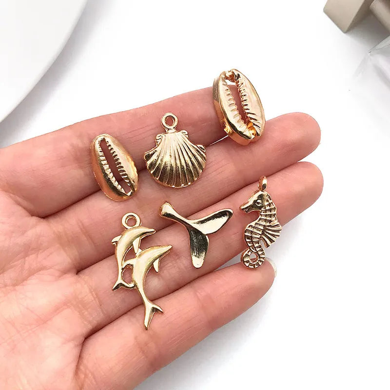 1 Piece 10*13mm 12 * 14mm 6.5*16mm Alloy Pearl Dolphin Mermaid Fish Tail Jewelry Accessories Pendant