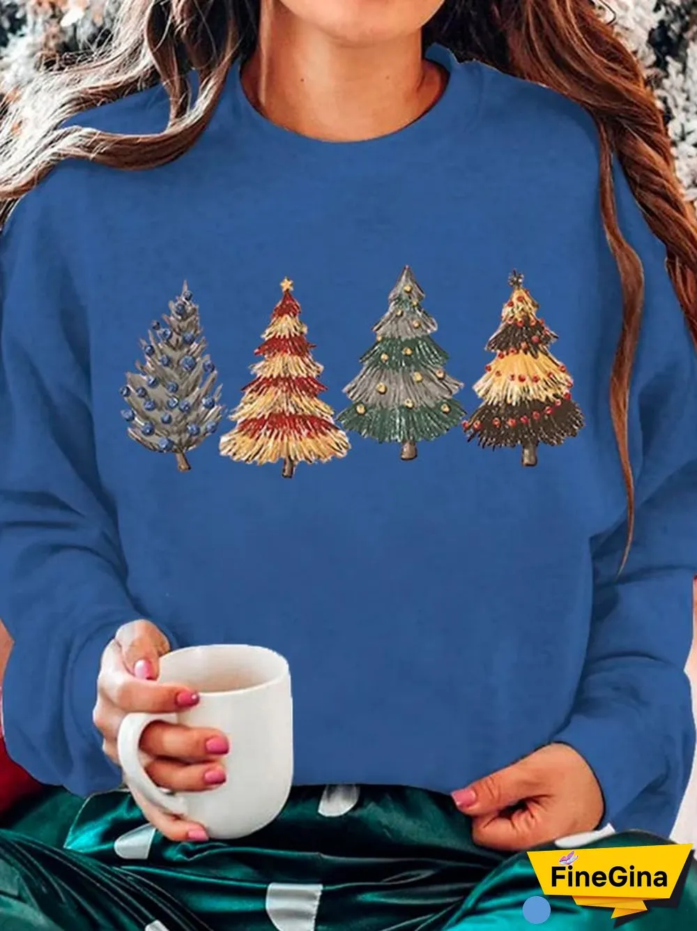 Women's Christmas Tree Print Casual Sweatshirt