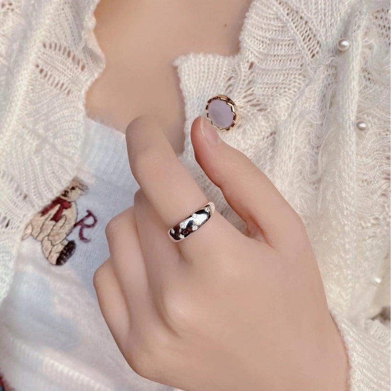 18K Gold Plated Silver Plated 925 Sterling Silver Zircon Geometric Star Adjustable Ring Open Rings Rings