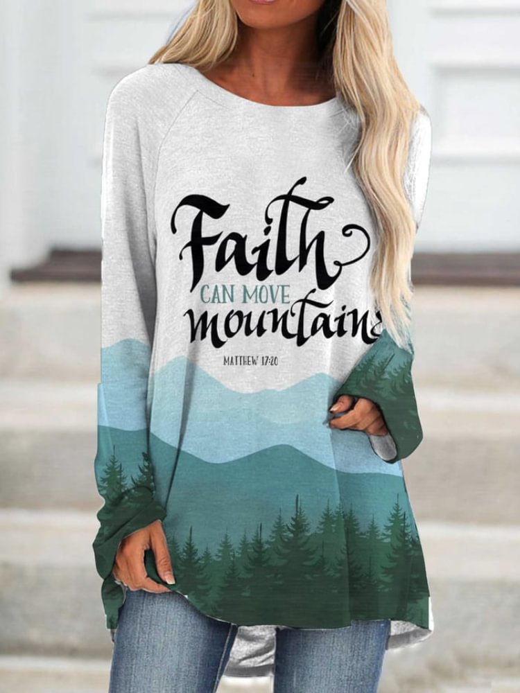 Vefave Landscape Faith Can Move Mountains Print Tunic