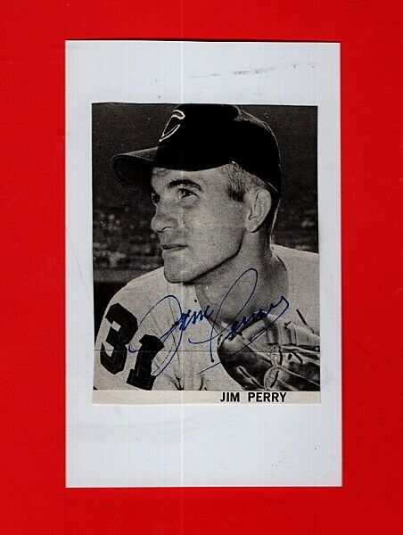 JIM PERRY-MINNESOTA TWINS AUTOGRAPHED Photo Poster painting ON 3X5 CARD