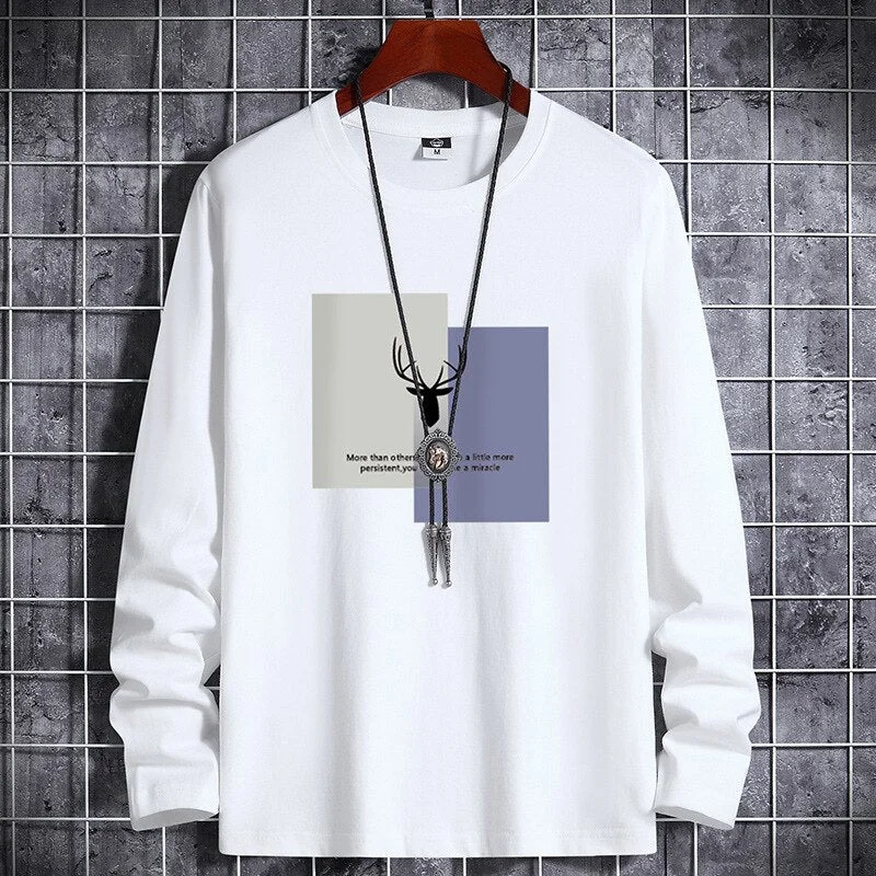 Long sleeve t-shirt men's Pure Cotton autumn and winter new fashion brand T-shirt bottom Shirt Large Men's T-shirt autumn top