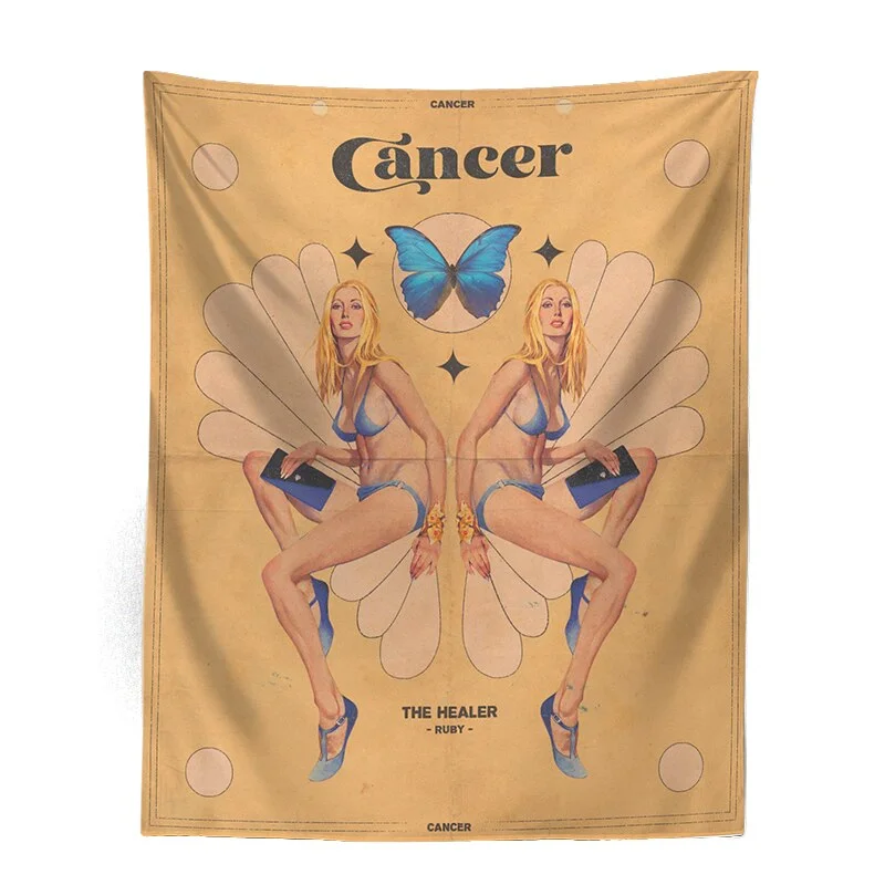 12Constellation Tarot Tapestry retro modern woman Tarot Wall Hanging sexy woman Room Decor Bedspread Cover Sun starry Wall Decor