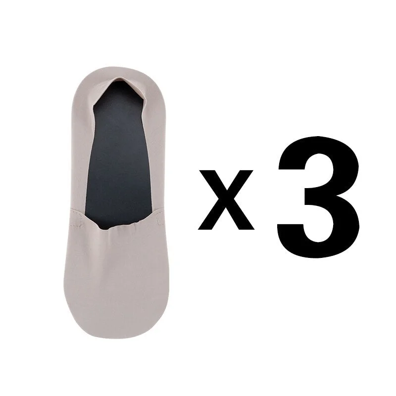 3Pairs Summer Breathable Invisible Boat Socks Non-slip Male Ice Seamless Silicone Shallow Ankle Low Cut Short No Show Sock