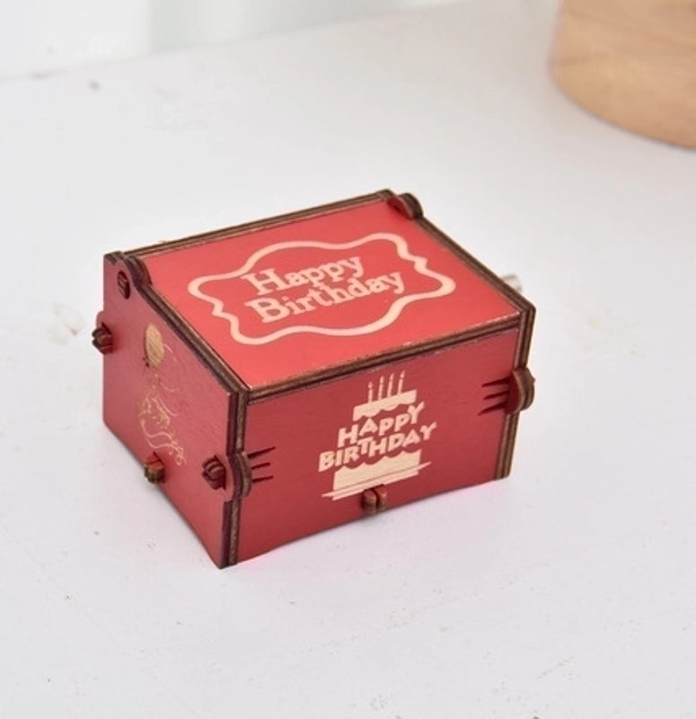 Happy Birthday Creative Painted Wooden Hand-cranked Simple Modern Music Box