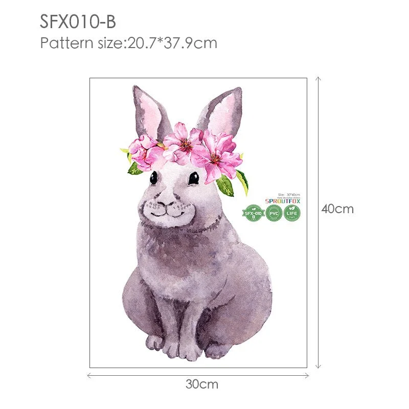 30*40cm Wall Stickers Home Decor Living Room Two Cute Rabbits Removable Home Living Room Decoration Mural Bunny Stickers
