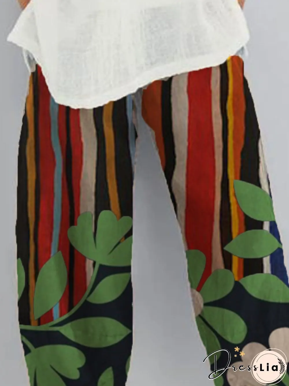 Multicolor Printed Simple Pants