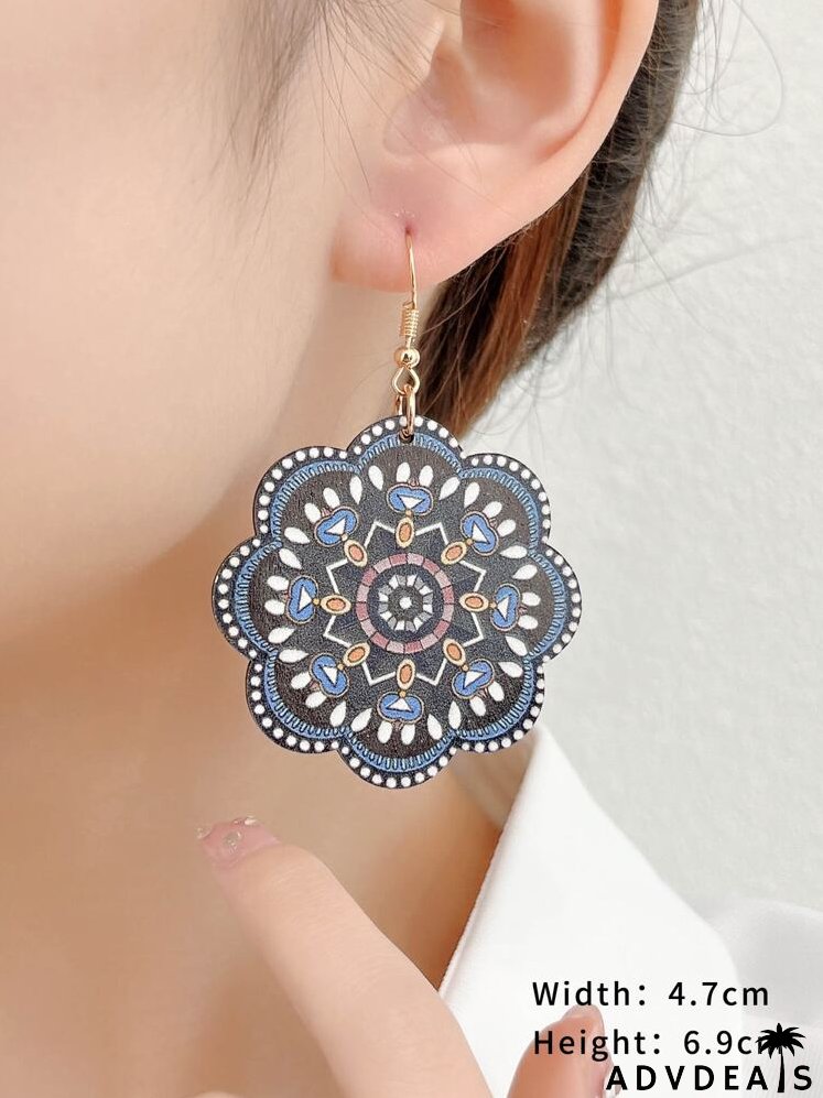 Graphic Wooden Drop Earrings