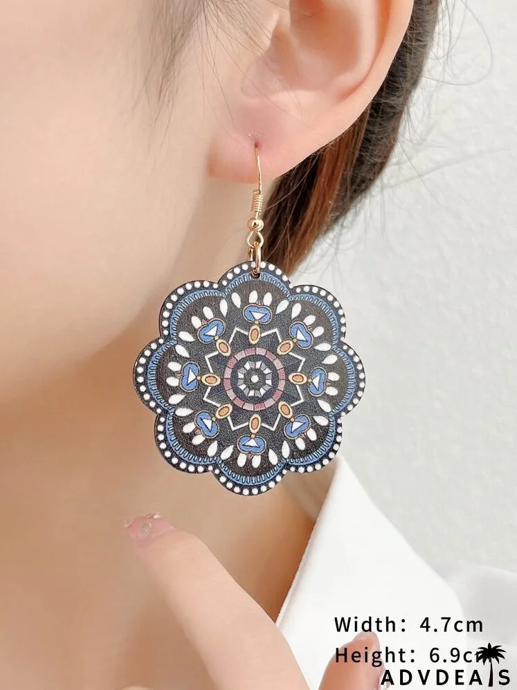 Graphic Wooden Drop Earrings