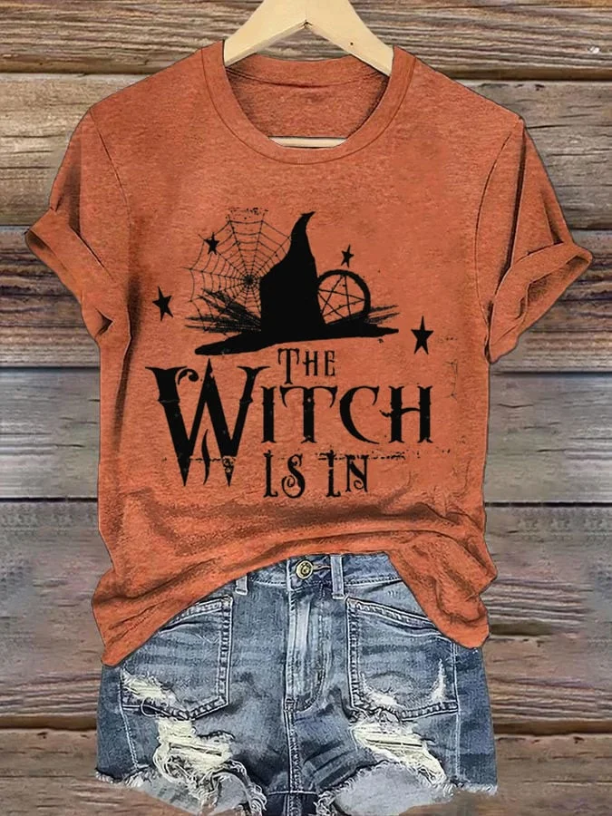 Women's Halloween Witch Print Casual T-Shirt