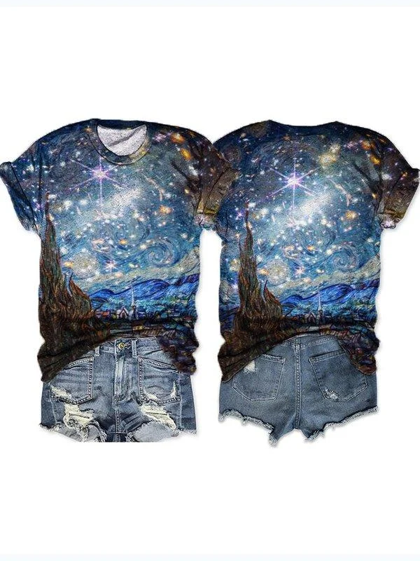 Van Gogh Webb Space Full Color Cosmic Deep Space Image Print T-Shirt