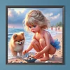 Diamond Painting-DIY Full Round Drill Beach Girl(40*40 CM)