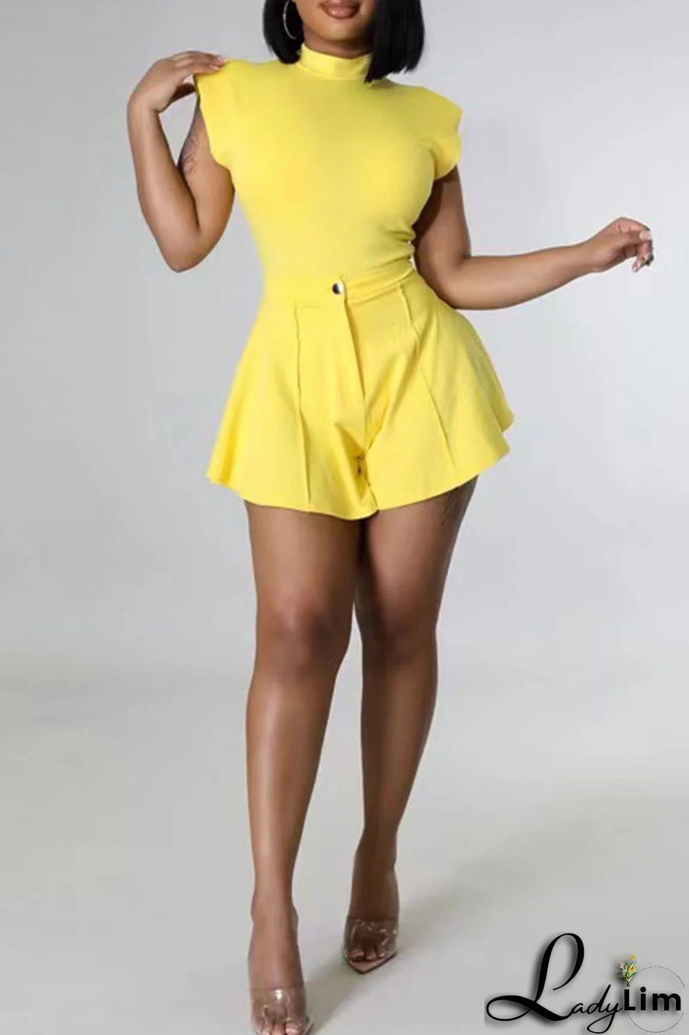 Pink Casual Solid Split Joint Fold O Neck Sleeveless Two Pieces