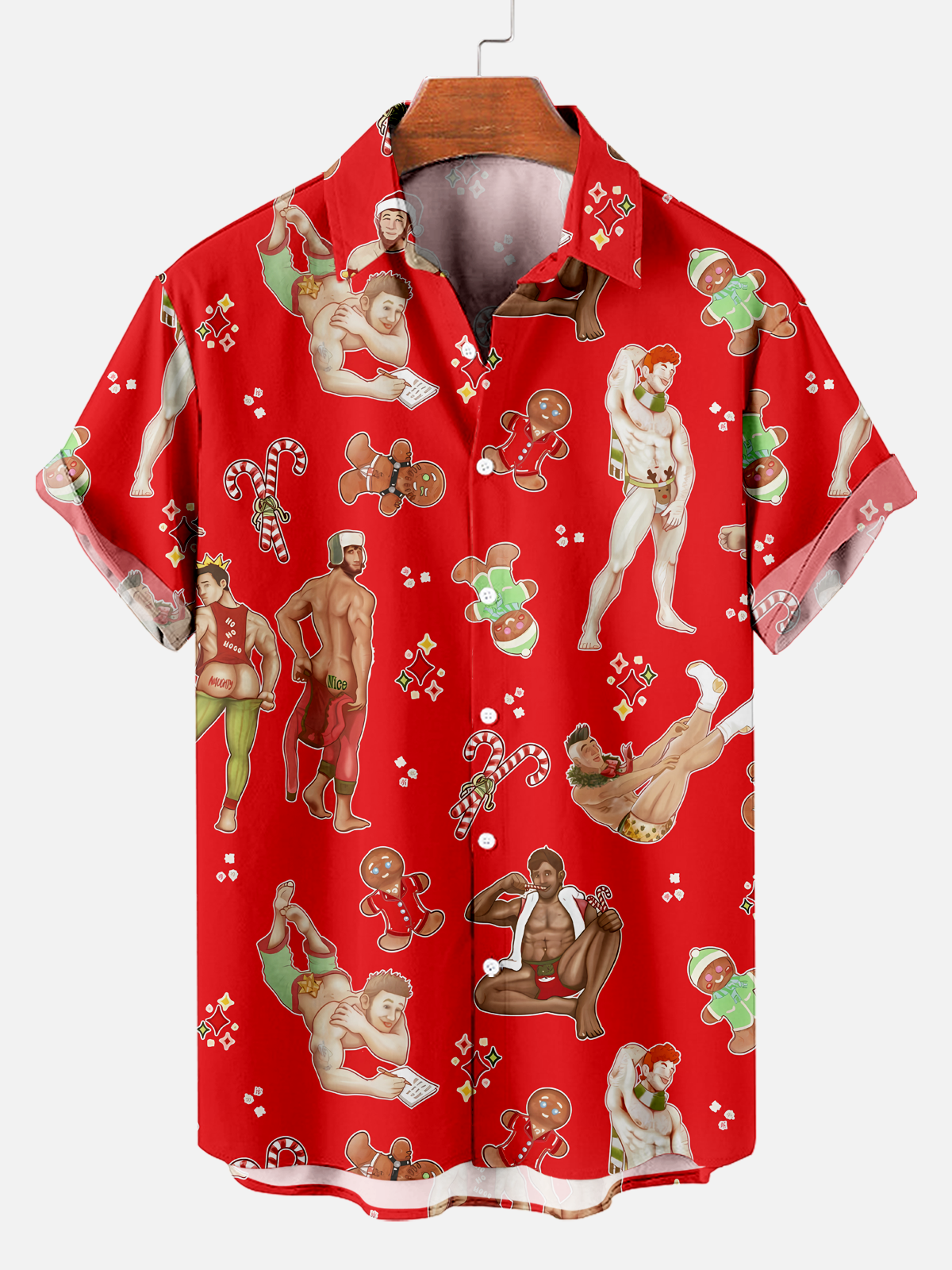 Men's Classic Christmas Badass Print Shirt PLUSCLOTHESMAN