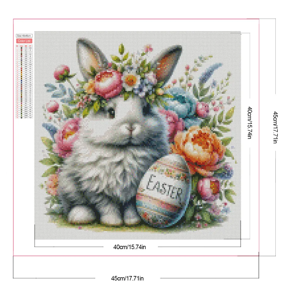 Diamond Painting - Full Square Drill - Easter Rabbit Flower(Canvas|45*45cm)